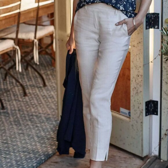 J. Jill Flax Linen Blend Crop Split Ankle Pants in Off White Size SP NWT - Picture 2 of 10